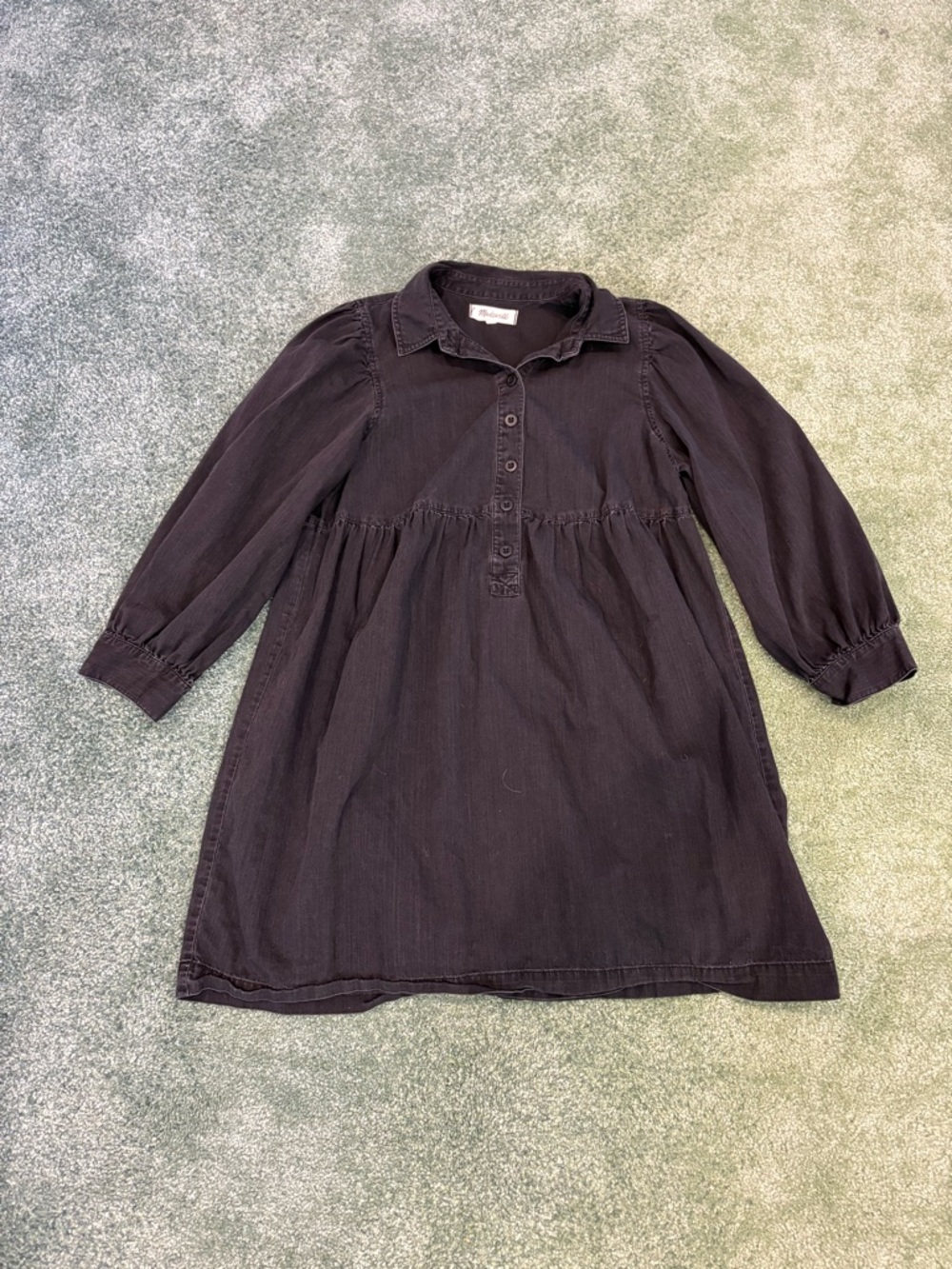 Madewell Black Button-Front Collared Mini Dress